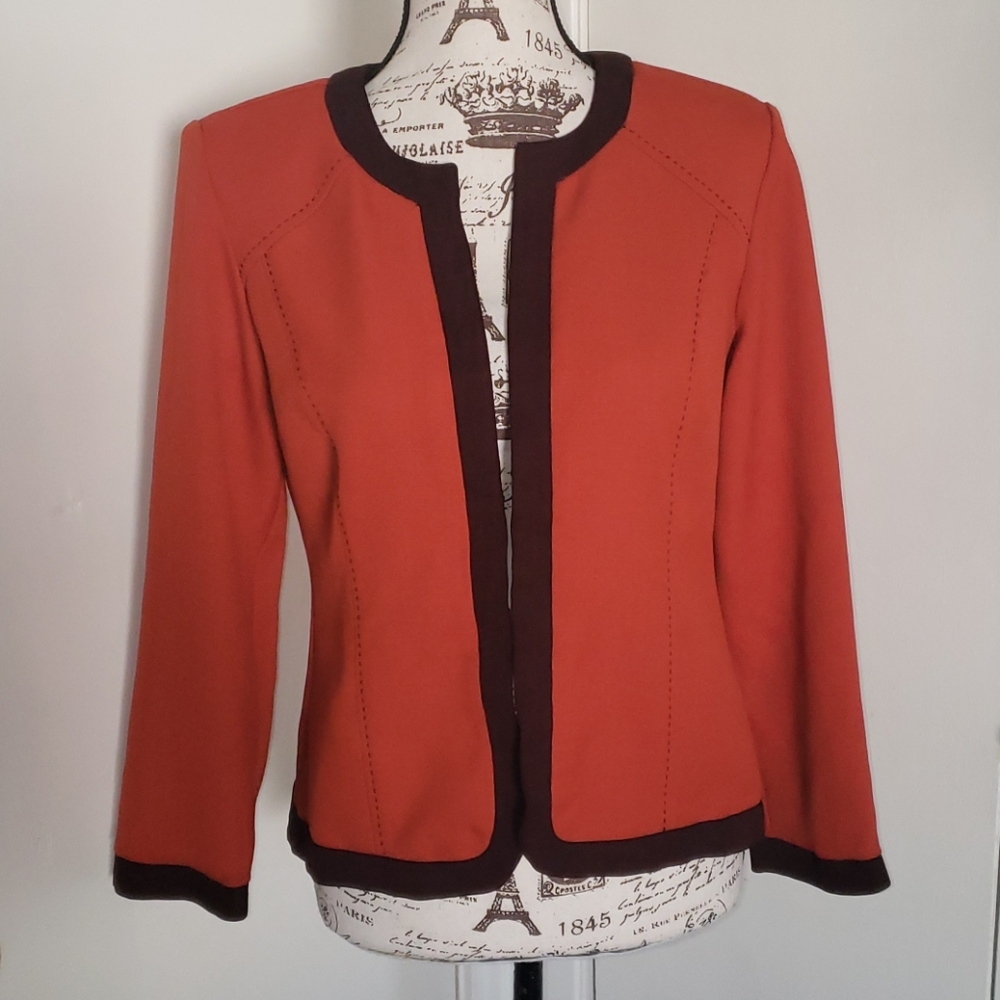 Studio I Petite Mod Orange Vintage Open Blazer